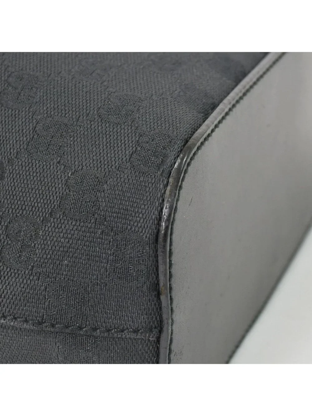 Gucci Hobo Handbag GG Canvas Leather Black Gold